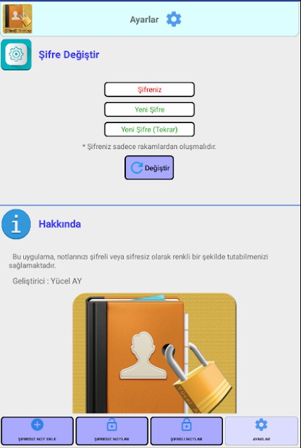 Şifreli Notlar mobil android uygulama7