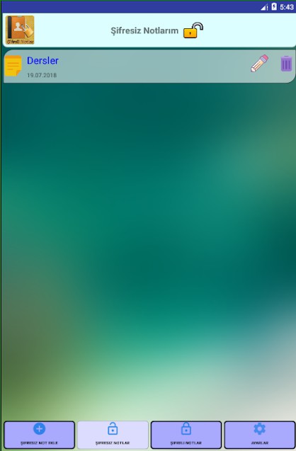 Şifreli Notlar mobil android uygulama5